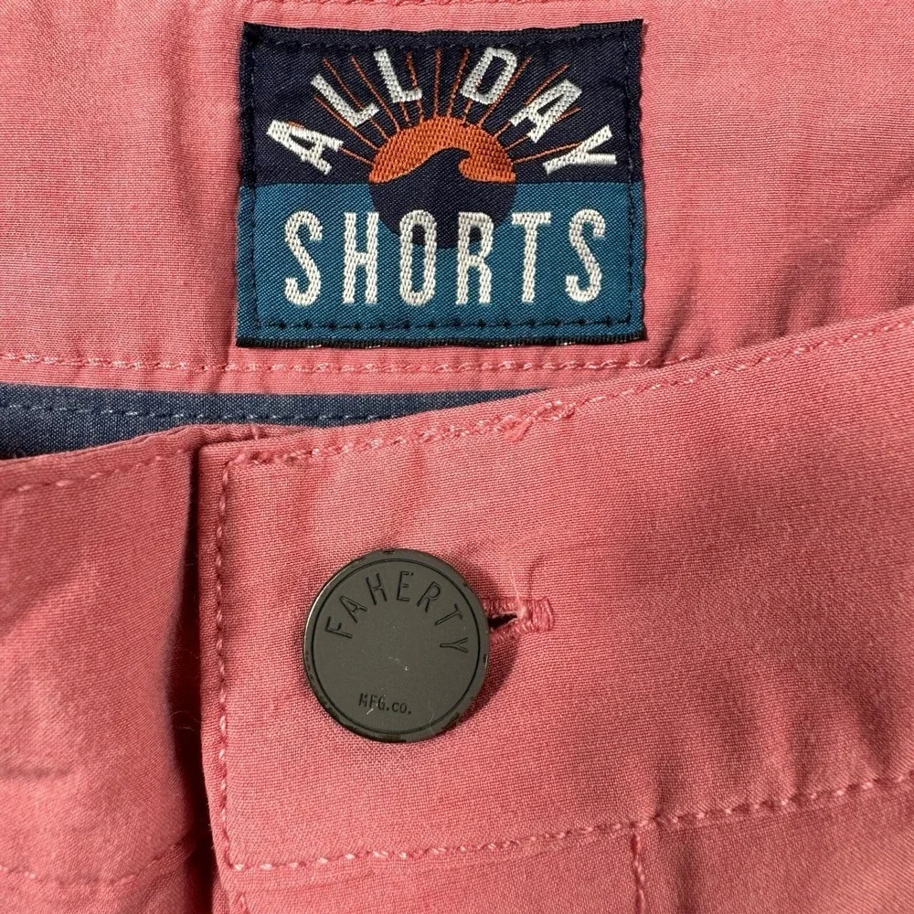 Faherty Light Red Performance All Day Mens Drawstring Short 28